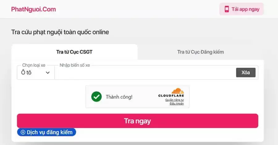 Tra cứu phạt nguội ô tô trên phatnguoi.com