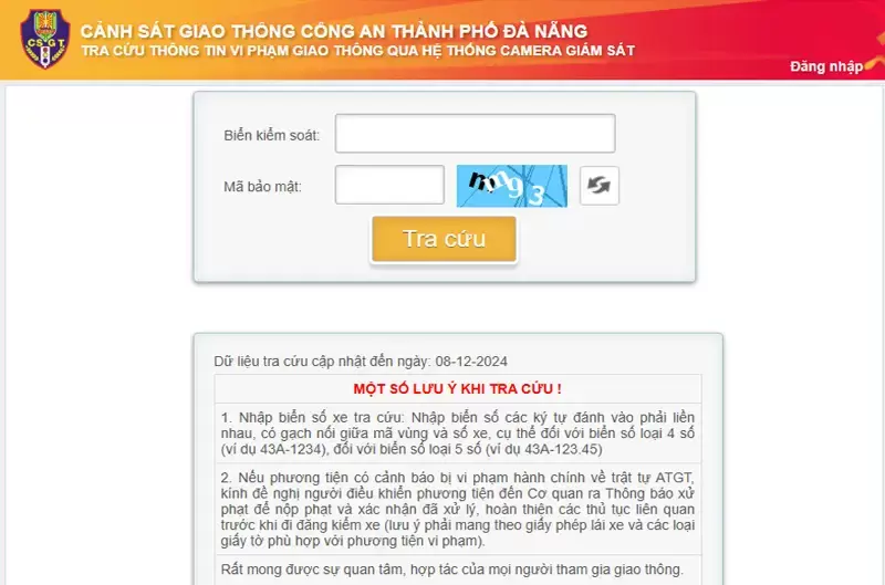 Tra cứu phạt nguội Đà Nẵng 2026 chính xác nhất