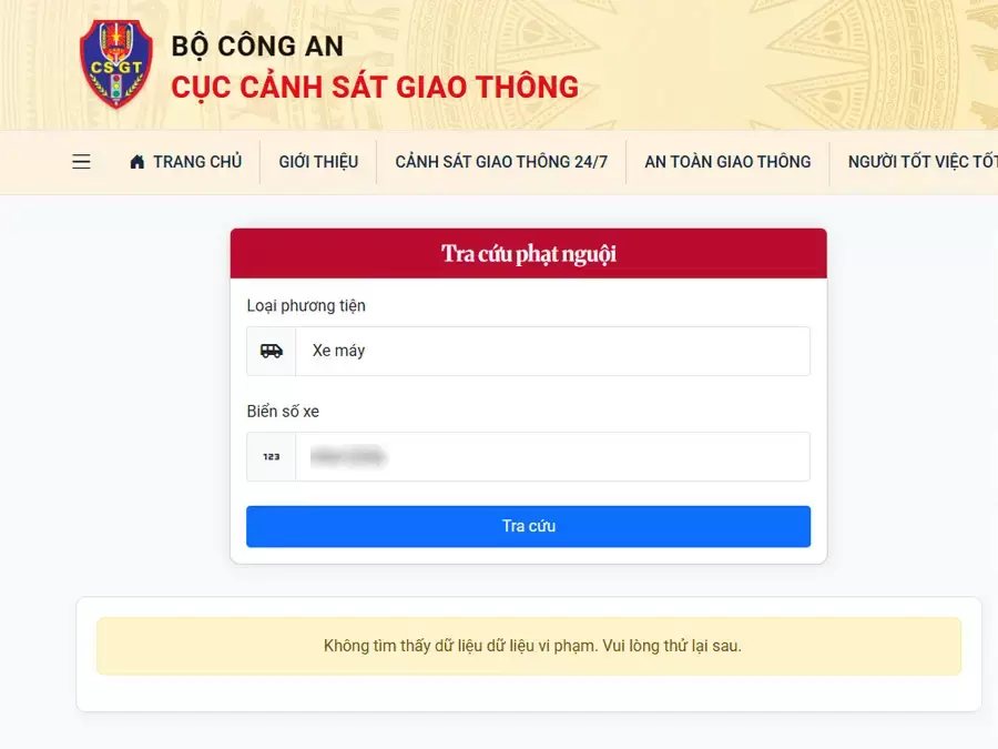 Nhập biển số và chọn đúng loại xe khi tra cứu phạt nguội Hà Nội để đảm bảo kết quả chính xác