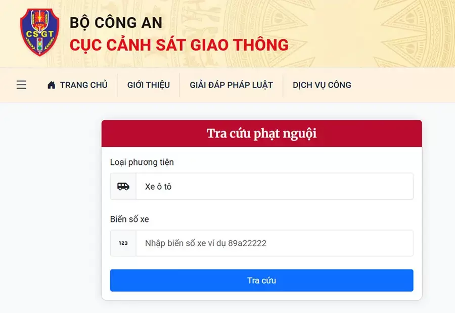 Tra cứu phạt nguội ô tô toàn quốc qua website Bộ Công an