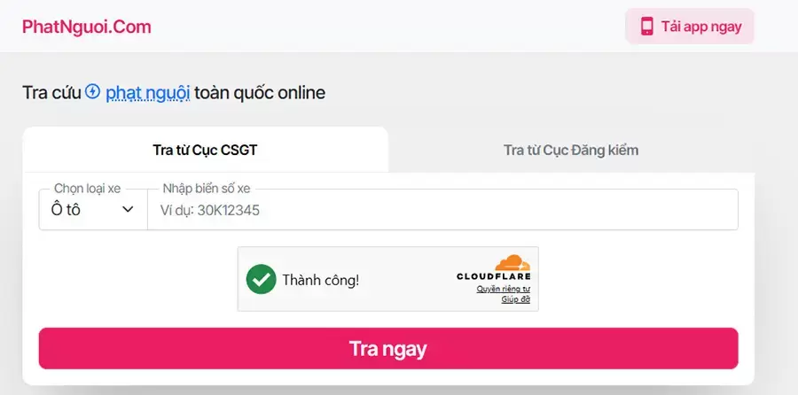 Tra cứu phạt nguội ô tô toàn quốc qua website phatnguoi.com