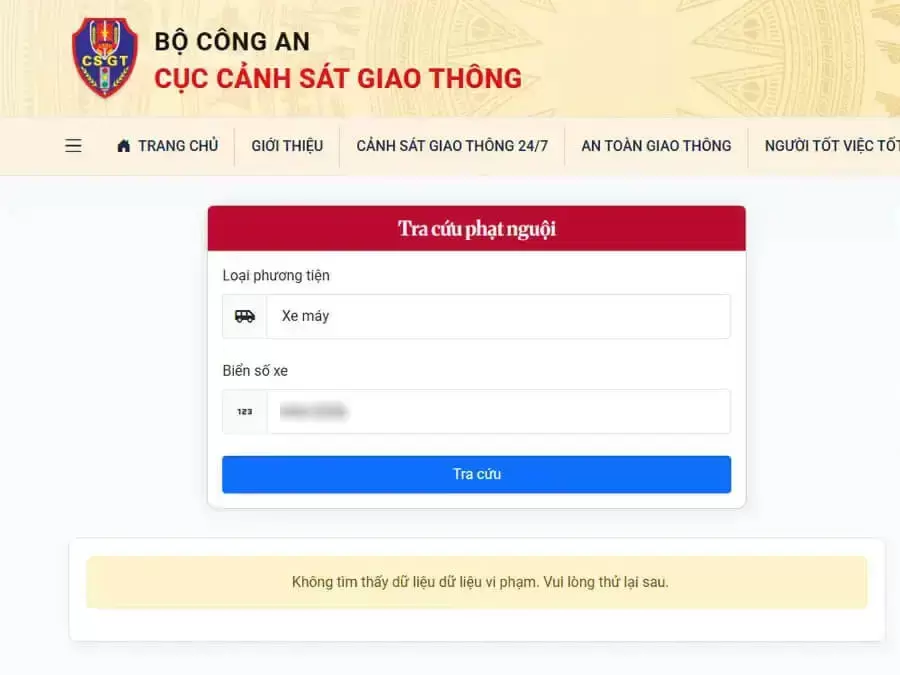 Dữ liệu vi phạm có thể chưa kịp đồng bộ lên hệ thống