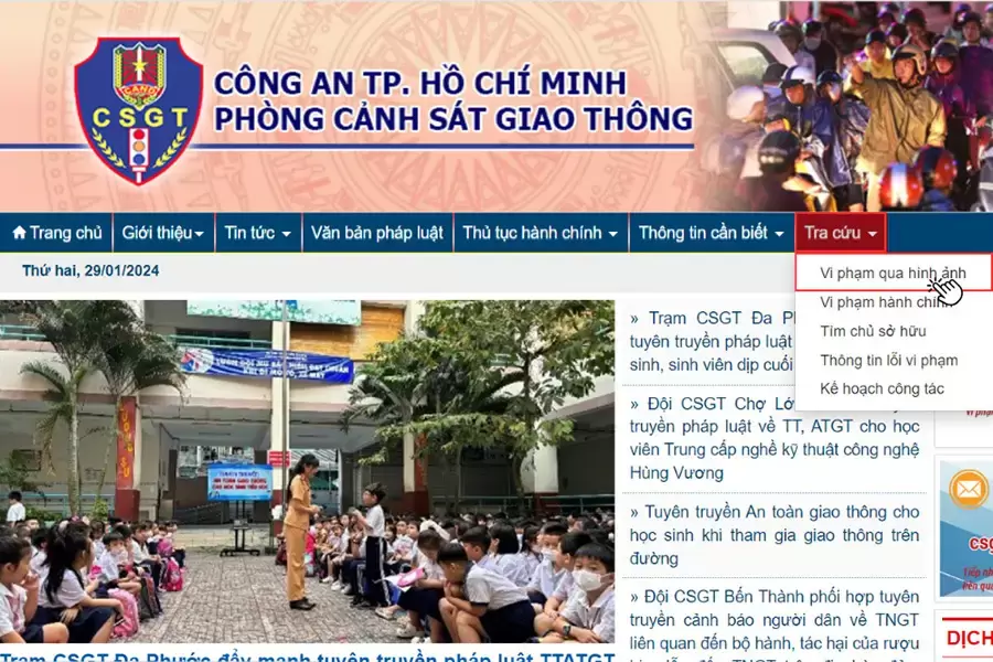 Tra cứu phạt nguội tại cổng thông tin Công an TP.HCM