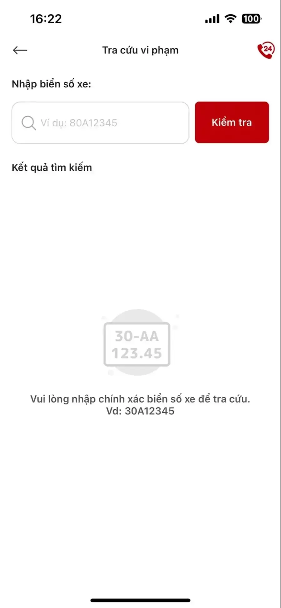 Nhập biển số xe để tra cứu