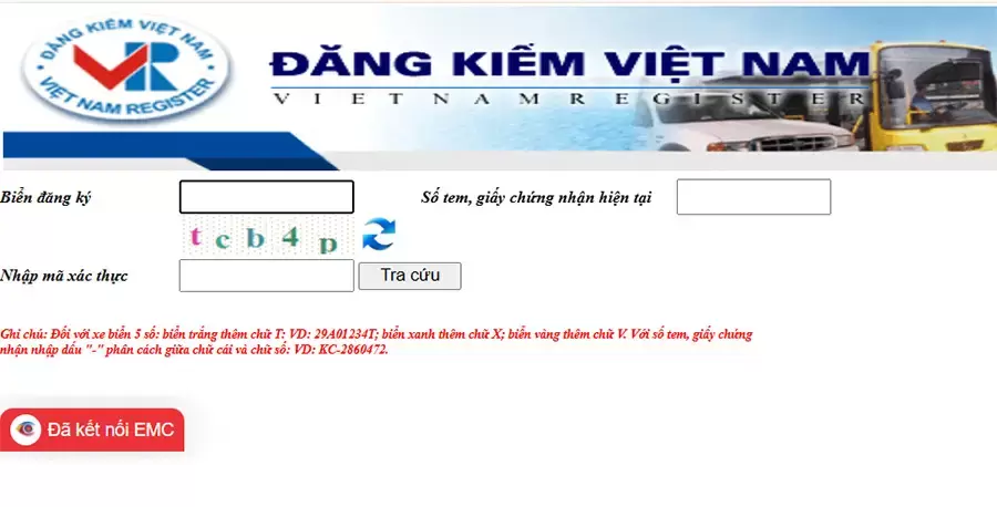 Nhập đầy đủ thông tin phương tiện để tra cứu