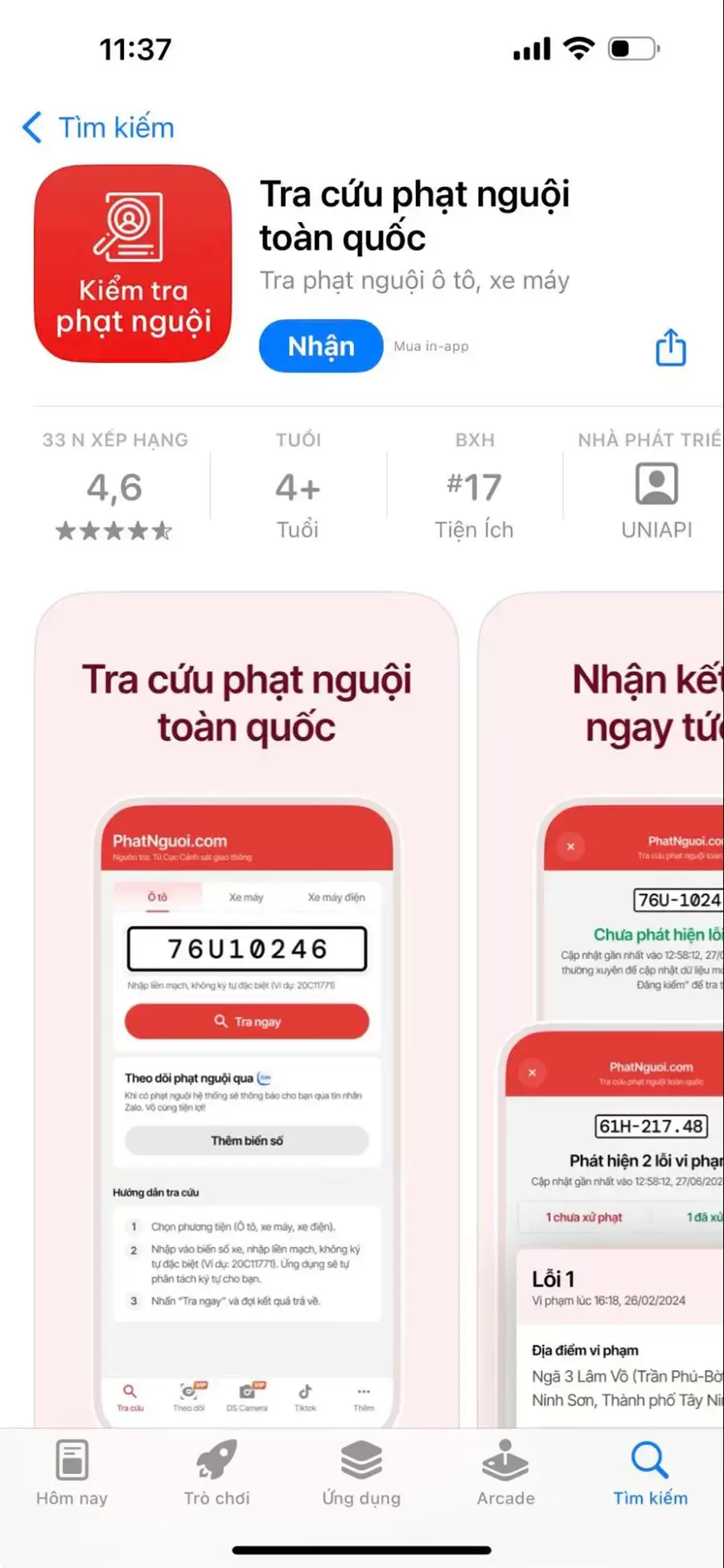 Cài đặt ứng dụng tra cứu phạt nguội 2025