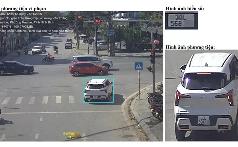 Camera giao thông ghi nhận phương tiện vi phạm trên đường