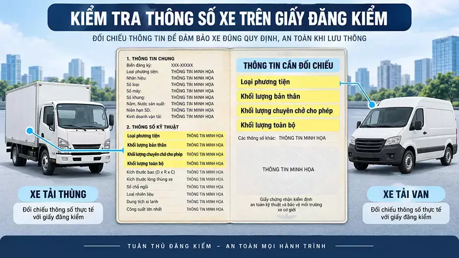 Cần xác định đúng loại xe và khối lượng trên giấy kiểm định