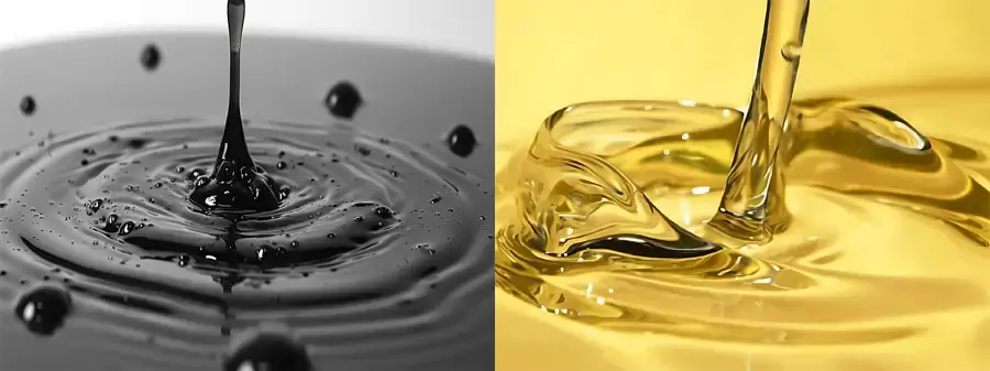 So sánh dầu nhớt mới và dầu đen đặc cho thấy thời điểm cần thay nhớt xe tải