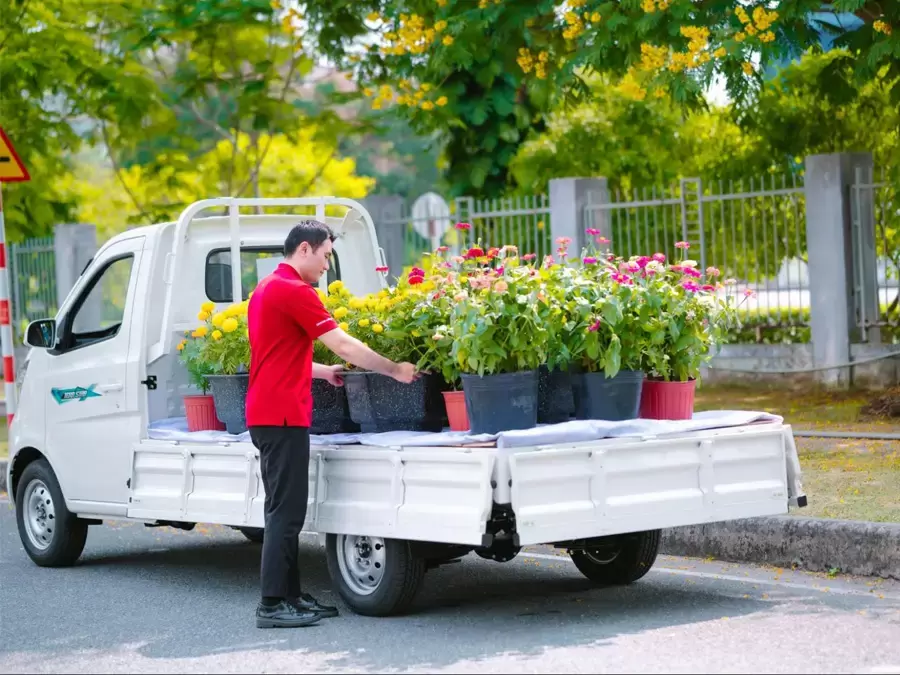 Thùng xe rộng rãi giúp vận chuyển các mặt hàng như cây cảnh dễ dàng