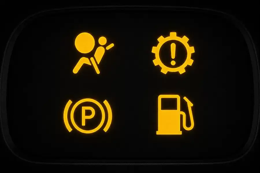 Bốn đèn vàng cảnh báo túi khí, hộp số, EPB và nhiên liệu