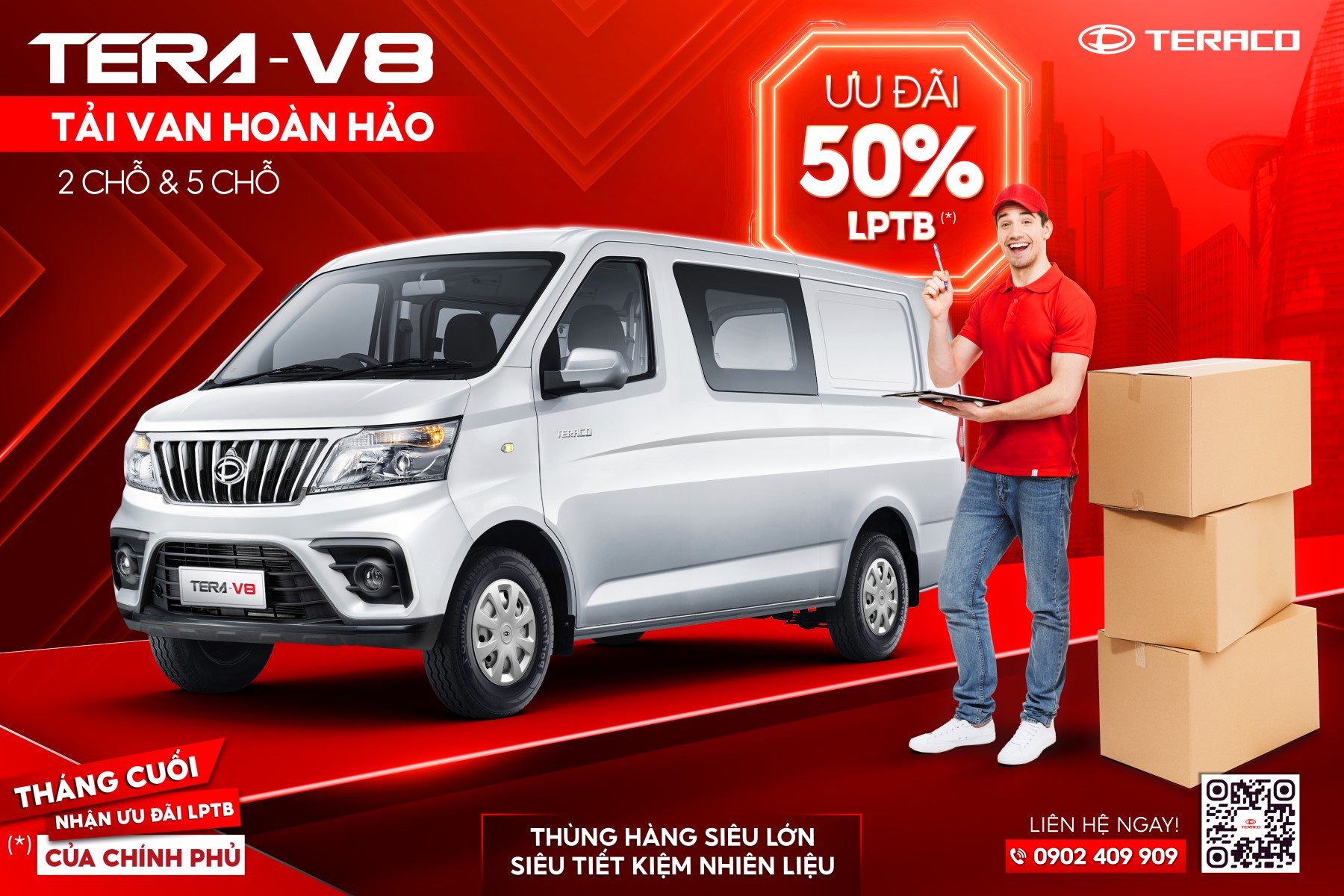 tải van 2 chỗ 5 chỗ Tera V8